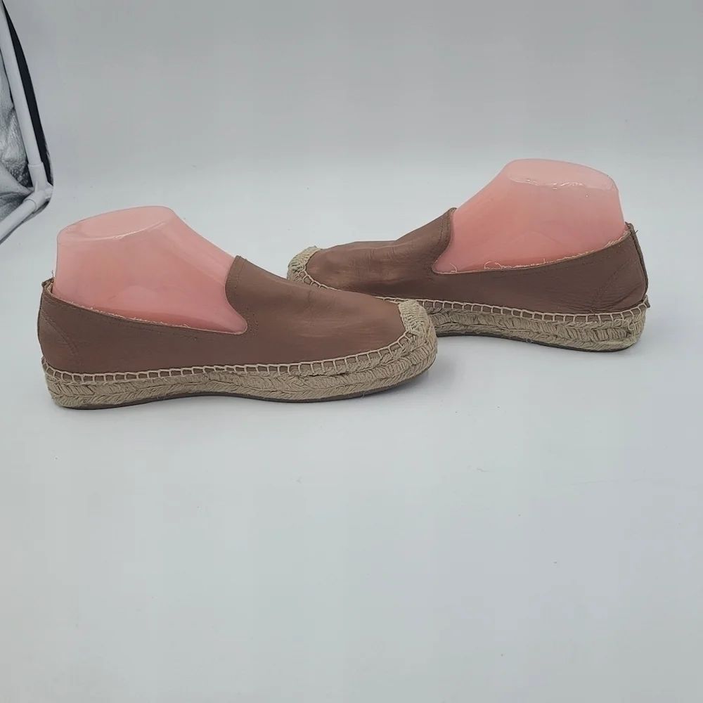 SOLUDOS Platform Camel Tan Leather Smoking Espadrille Slipper Size 8